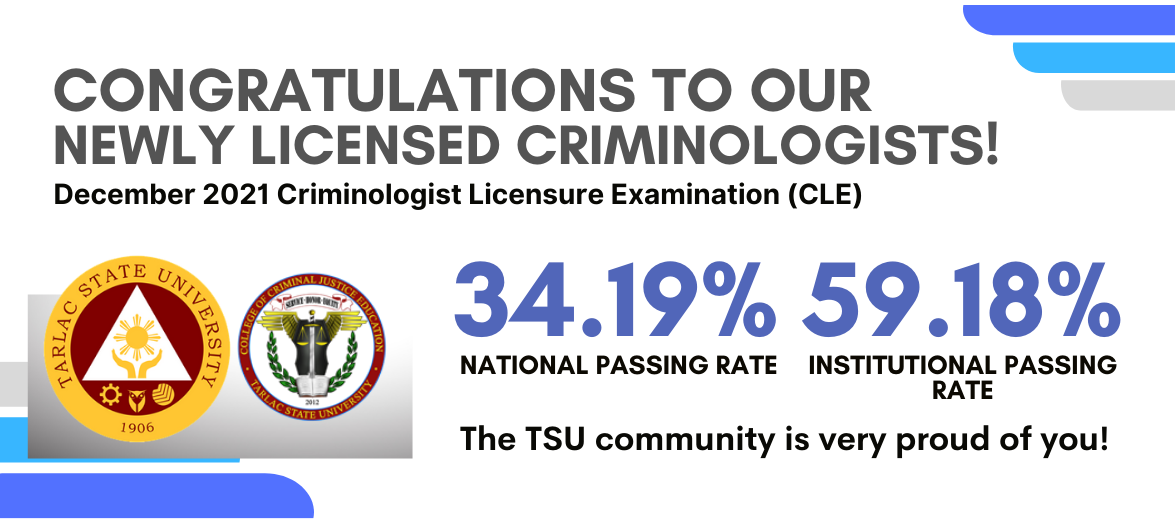 TSU gets 63.64 for first timers in Criminologist boards Tarlac State