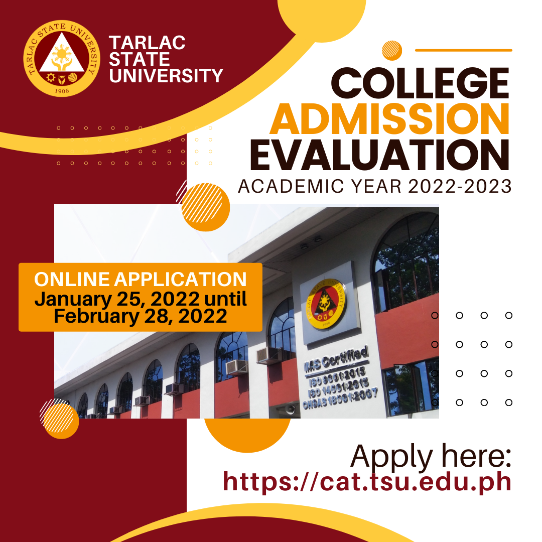 TSU College Admission Evaluation A Y 2022 2023 Advisory No 1 Tarlac