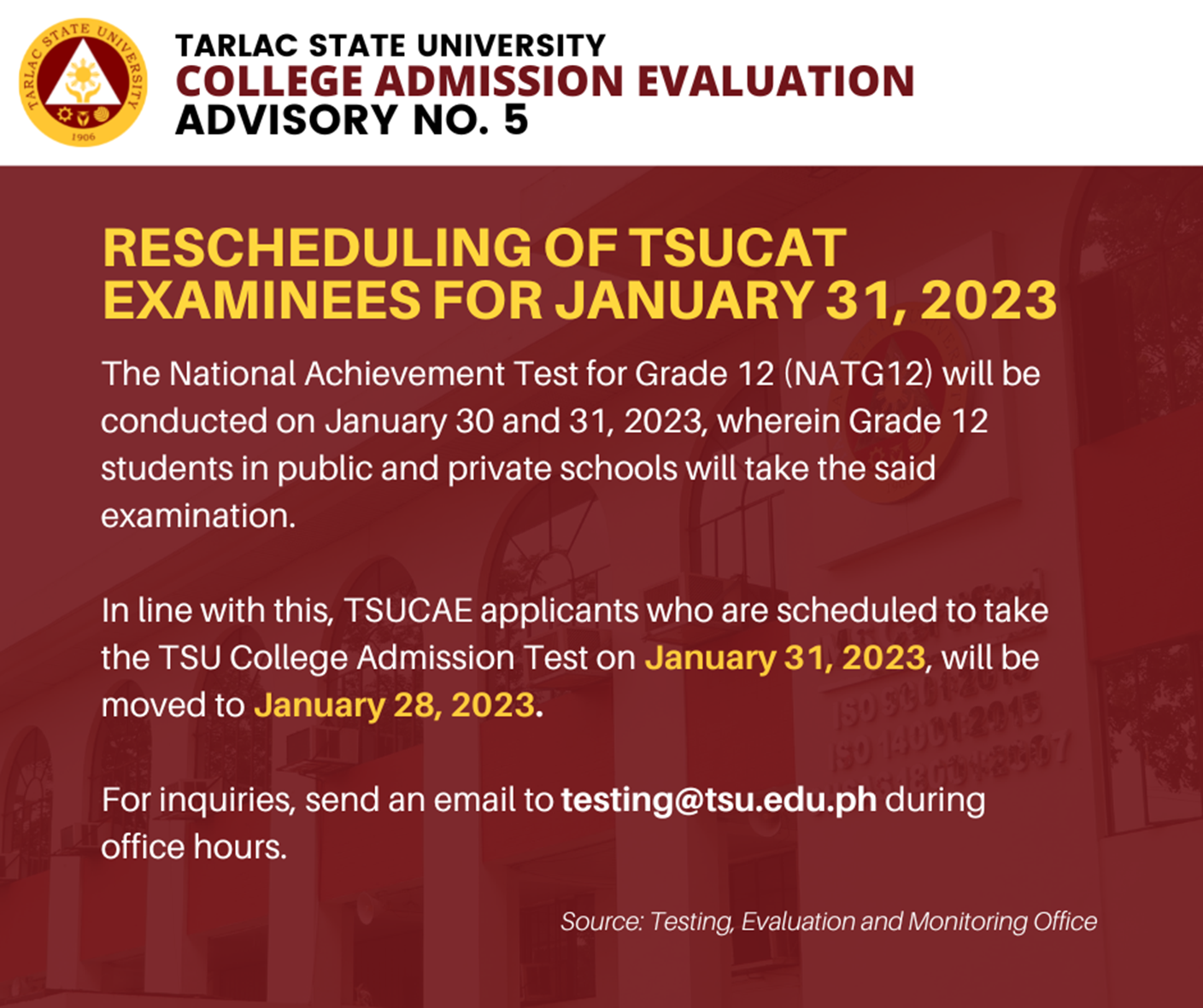 TSU Laboratory School Junior High School and Senior High School Admissions for SY 20232024